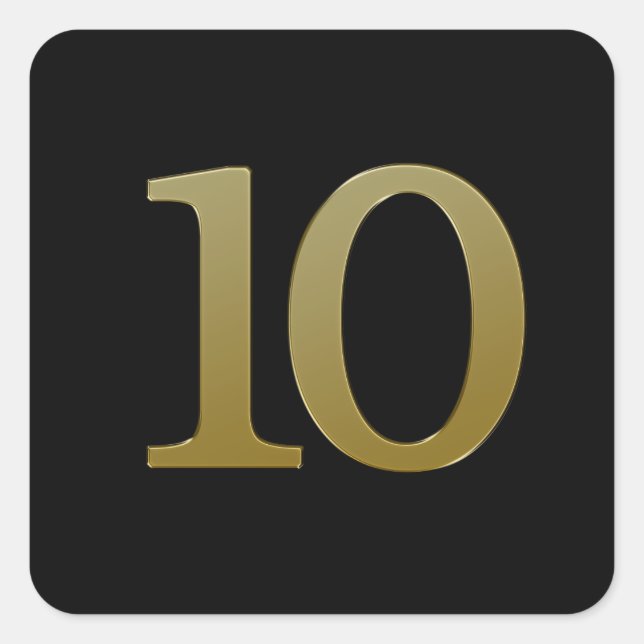 Nummer 10 Gold Square Sticker (Vorderseite)