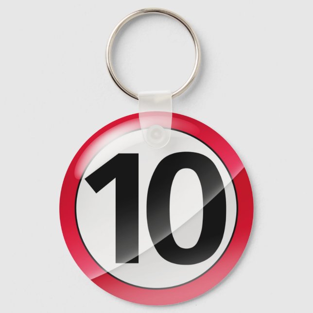 Nummer 10 rote Schlüsselkette Schlüsselanhänger (Vorderseite)