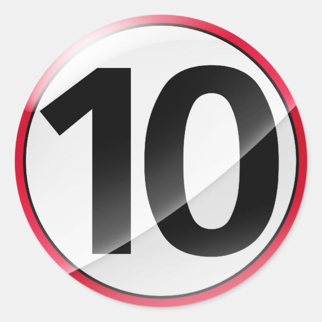 Nummer 10 roter Aufkleber (Vorderseite)