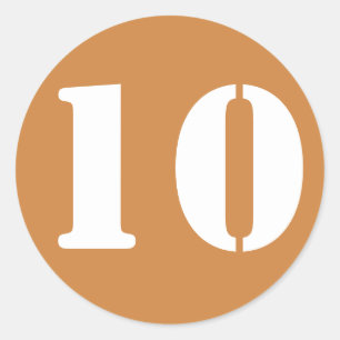 Nummer 10 Zehn Peru Gold Stencil Zahlen von Janz Runder Aufkleber