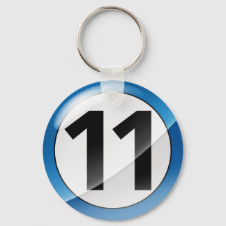 Nummer 11 blaue Schlüsselkette Schlüsselanhänger