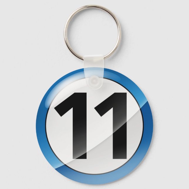 Nummer 11 blaue Schlüsselkette Schlüsselanhänger (Vorderseite)