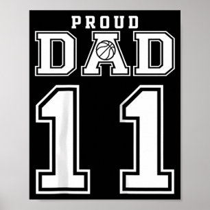 Nummer 11 Custom Proud Basketball Dad Personalisie Poster