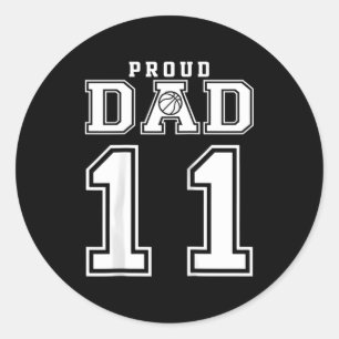 Nummer 11 Custom Proud Basketball-Vater Personaliz Runder Aufkleber