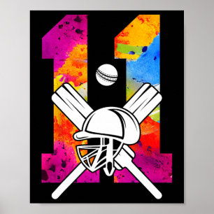 Nummer 11 Jahre Cricket 11. Geburtstag  Poster