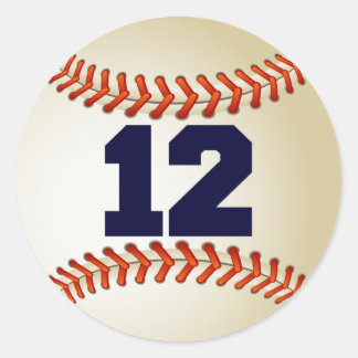 Nummer 12 Baseball Runder Aufkleber