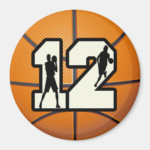 Nummer 12 Basketball und Spieler Magnet