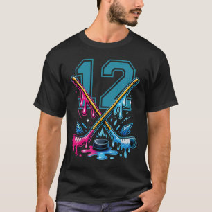 Nummer 12 Jahre Eiscreme-Tropf-Hockey 12. Geburtst T-Shirt