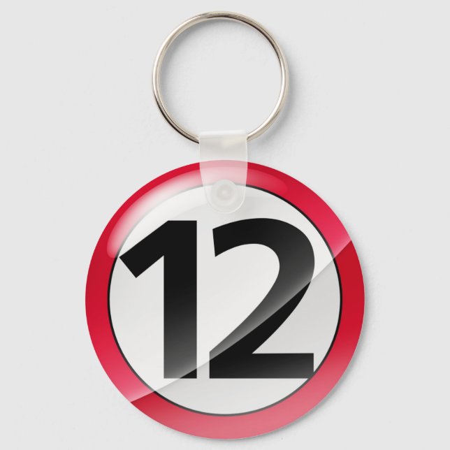 Nummer 12 rote Schlüsselkette Schlüsselanhänger (Vorderseite)