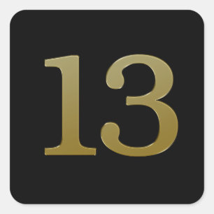 Nummer 13 Gold Square Sticker
