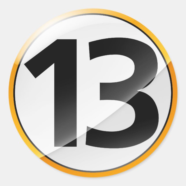 Nummer 13 Goldaufkleber Runder Aufkleber (Vorderseite)