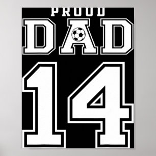Nummer 14 Custom Stolz Fußball Dad Personalisiert Poster