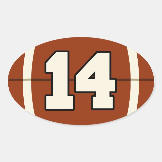 Nummer 14 Fußball-Aufkleber. Ovaler Aufkleber (Vorderseite)