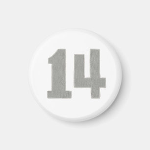 Nummer 14 Magnet in Silber und Grau