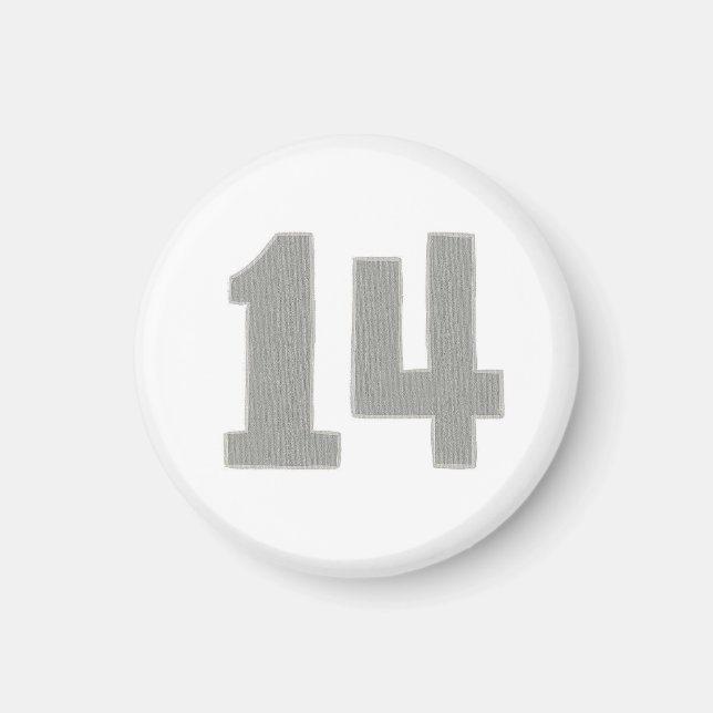 Nummer 14 Magnet in Silber und Grau (Vorne)