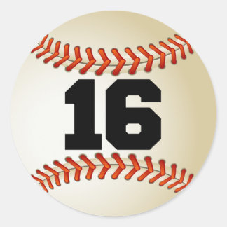 Nummer 16 Baseball Runder Aufkleber