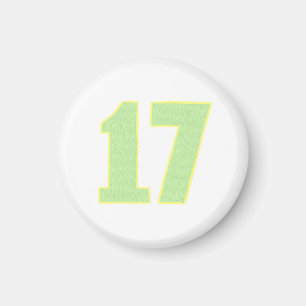 Nummer 17 Magnet in Kalkgrün und Gelb
