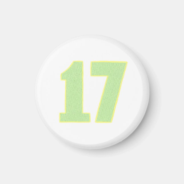 Nummer 17 Magnet in Kalkgrün und Gelb (Vorne)