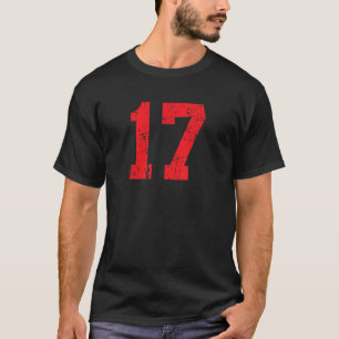 Nummer #17 Sports Jersey Red Distressed Vintag Lu T-Shirt