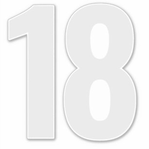 Nummer 18 Silbergraue und weiße Aufschrift Aufkleber