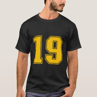 Nummer 19 Gelber Sportfan Jersey T-Shirt
