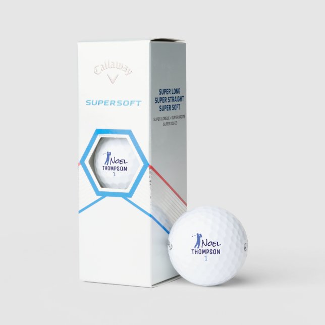 Nummer 1 Blauer Golfspieler Name  Golfball (Verpackung)