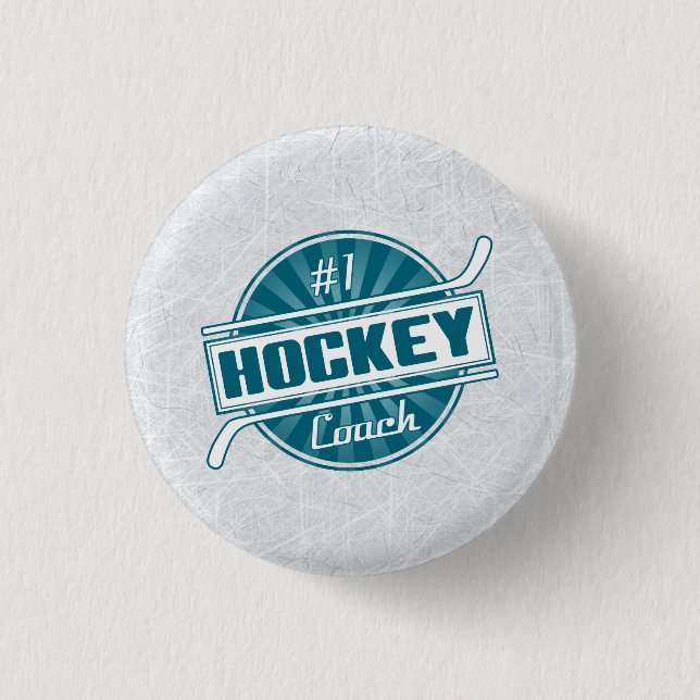 Nummer 1 Hockey Coach (blau) Schaltfläche Button (Vorderseite)
