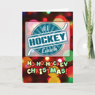 Nummer 1 Hockey Coach Blue Christmas Card Feiertagskarte