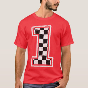 Nummer 1 Karierter Flaggen-Pit-Crew-Rennen 1. Gebu T-Shirt