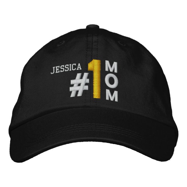 Nummer 1 Mama BLACK Hat V01 Bestickte Baseballkappe (Vorderseite)