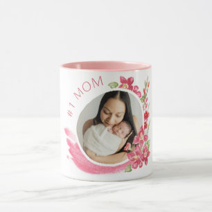 Nummer 1 Mama Blumenrahmen-Muttertag des Fotos Tasse