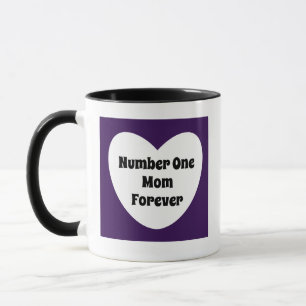 Nummer 1 Mama Dunkles Lila modernes Weißherz Tasse