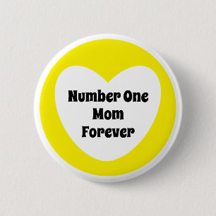Nummer 1 Mama Niedliches Gelbweißherz Button