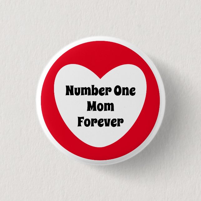 Nummer 1 Mama Niedliches Rotes Weißes Herz Button (Vorderseite)