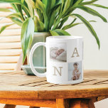 Nummer 1 Nana Grandma Foto Collage Gold Rahmen Kaffeetasse<br><div class="desc">Zeigen Sie Ihrer Großmutter (nana) Ihre Liebe mit unserer personalisierten Nana Liebe Herz Foto Collage Tasse Nana 1. Unser Design zeichnet sich durch ein Wrap-around-Design mit einem 5-Foto-Collage-Design mit einem modernen Imitat überlagerten Rahmen auf jedem Foto aus. Diese besondere Tasse ist das ideale Geschenk, um Ihrer Großmutter zum Geburtstag, Geburtstag,...</div>