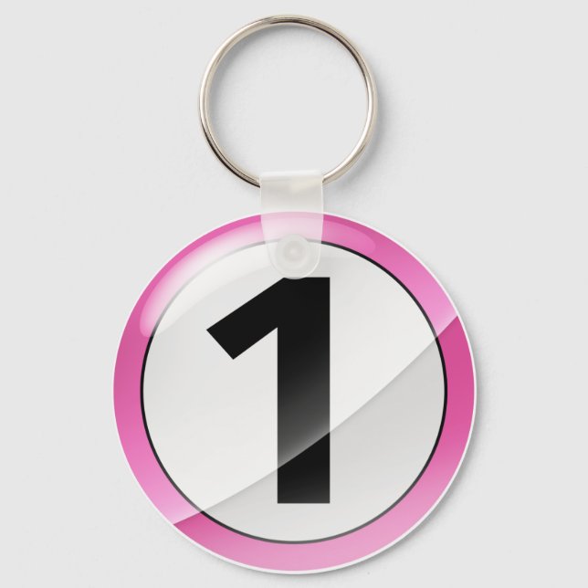 Nummer 1 rosa Schlüsselkette Schlüsselanhänger (Vorderseite)