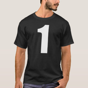 Nummer 1 Schlichte weiße Zahlen T-Shirt