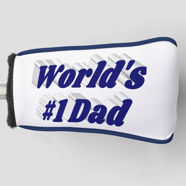 Nummer 1 Vater Vathage Dunkelblauer Text Golf Head Headcover (Vorderseite)