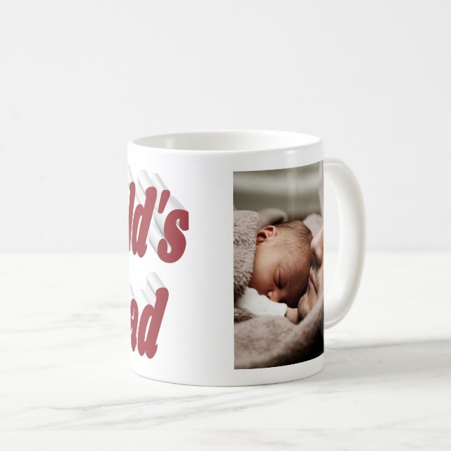 Nummer 1 Vater Vathers Day Foto Bordeauxtext Kaffeetasse (VorderseiteRechts)