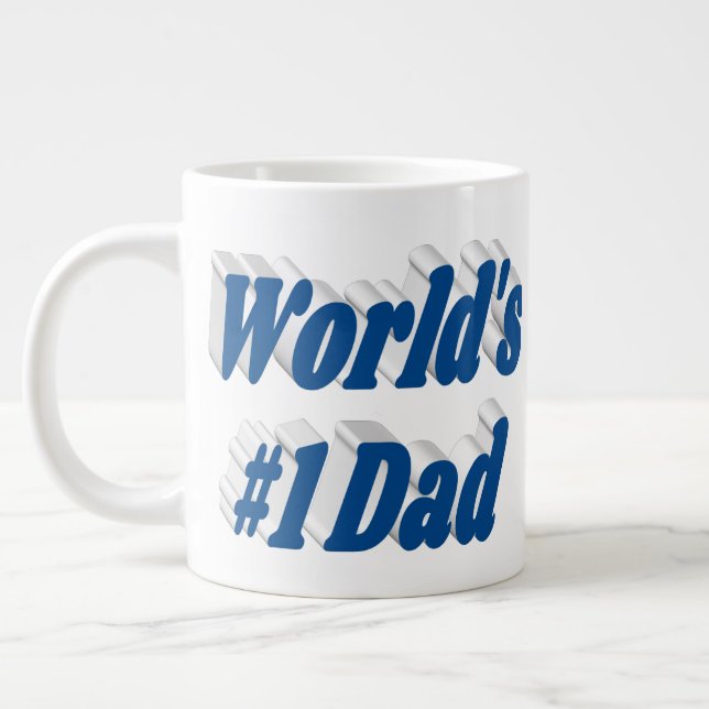 Nummer 1 Vater Vathers Day Seeblau Halbtext Jumbo-Tasse (Links)