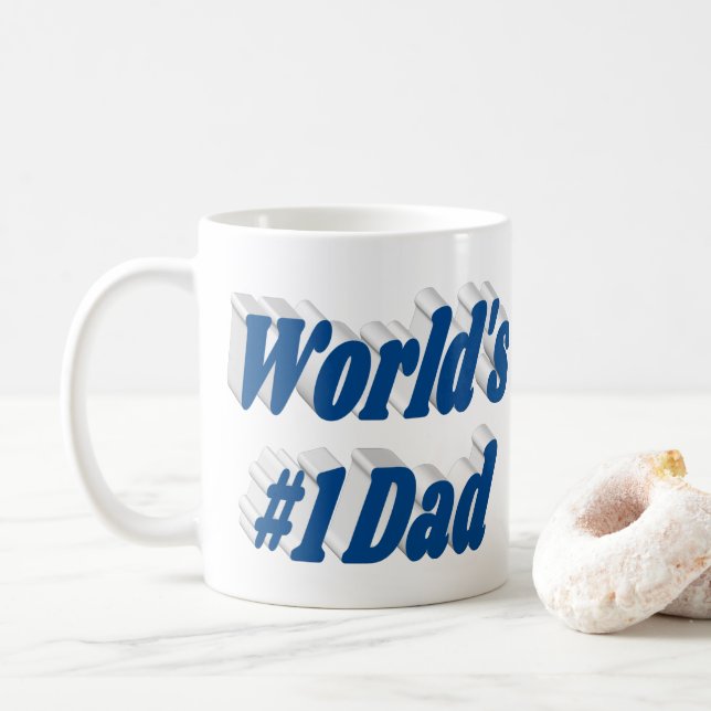 Nummer 1 Vater Vathers Day Seeblau Halbtext Kaffeetasse (Mit Donut)