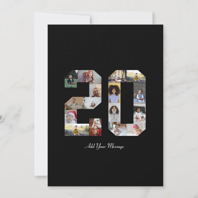 Nummer 20 FotoCollage Dankeskarte (Vorderseite)