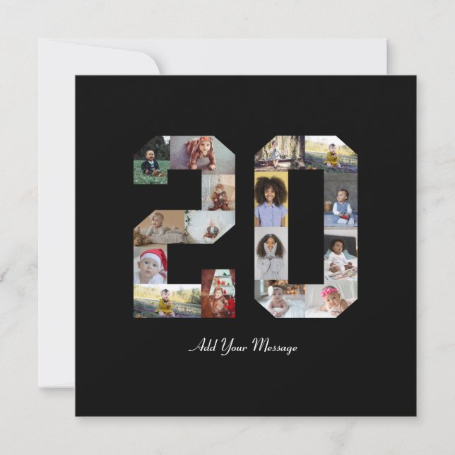 Nummer 20 FotoCollage Karte (Vorderseite)