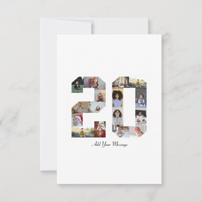 Nummer 20 FotoCollage Karte (Vorderseite)