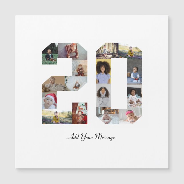 Nummer 20 FotoCollage Magnetkarte (Vorderseite)