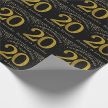 Nummer 20 Glitzer Gold Jubiläumswrapping Paper