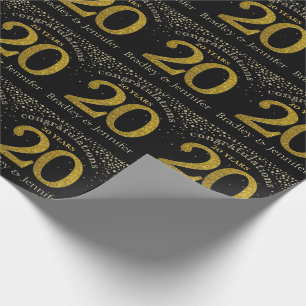 Nummer 20 Glitzer Gold Jubiläumswrapping Paper Geschenkpapier
