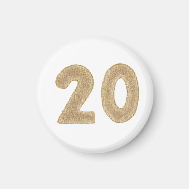 Nummer 20 in Gold auf Magneten Magnet (Vorne)