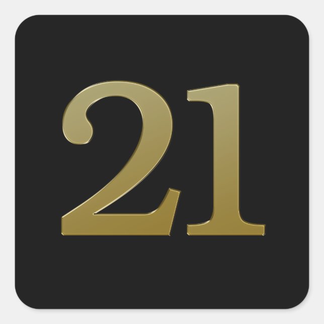 Nummer 21 Gold Square Sticker (Vorderseite)