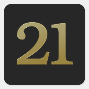 Nummer 21 Gold Square Sticker